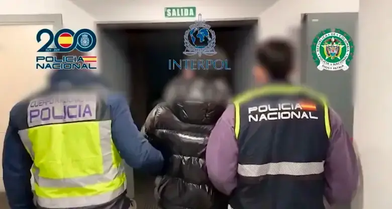 “Mono Gerly” fue detenido en cumplimiento de una Circular Roja de Interpol y se espera que sea deportado a Colombia. FOTO: CORTESÍA POLICÍA DE ESPAÑA.
