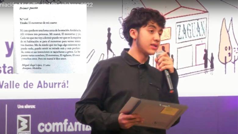 Miguel Ángel López tiene 16 años y está enamorado de la literatura desde los siete. FOTO CORTESÍA 