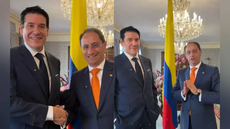 El vicepresidente José Manuel Restrepo se reunió con el abogado Mauricio Gaona para su posesión. Foto: Redes sociales: @jrestrp