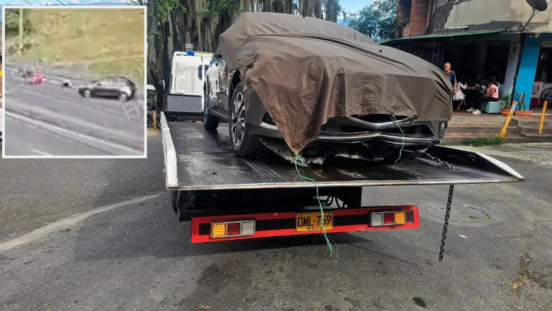 El vehículo que chocó las motos y dejó tres lesionados fue ubicado a través de las cámaras LRP de la ciudad. FOTOS Cortesía Alcaldía de Medellín