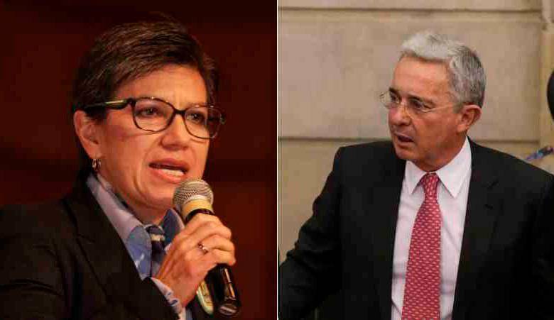 La alcaldesa de Bogotá, Claudia López, y el expresidente Álvaro Uribe. FOTO COLPRENSA