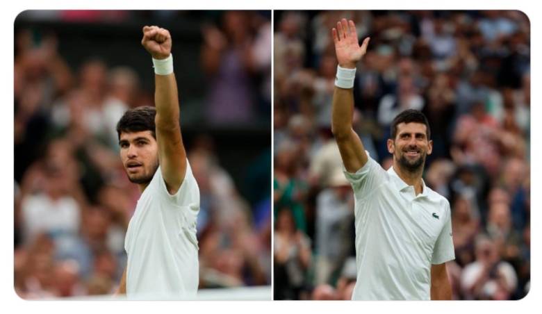 Carlos Alcaraz y Novak Djokovic disputan la final de Wimbledon, este domingo, desde las 8:00 de la mañana, hora de Colombia. FOTO TOMADA @WIMBLEDON 
