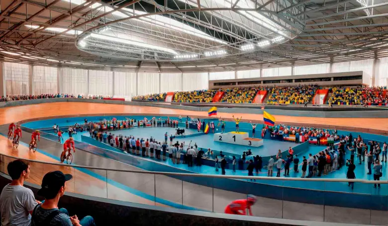 Esta es una de las imágenes de proyección de cómo se verá el nuevo velódromo Martín Emilio Cochise Rodríguez. FOTO CORTESÍA INDER