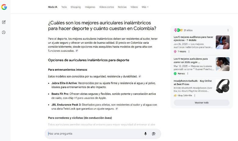 El Modo IA no reemplaza las búsquedas tradicionales, sino que abre un nuevo camino para quienes necesitan más que un enlace rápido. FOTO cortesía