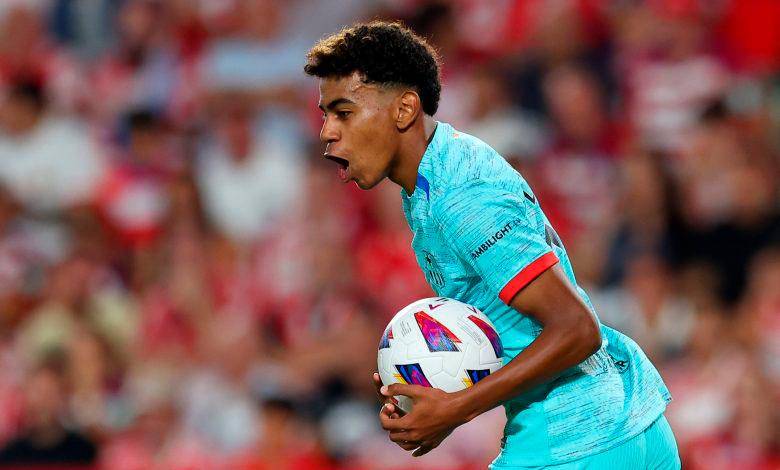 Lamine Yamal, con 16 años, ya hace goles en el Barcelona. FOTO GETTY