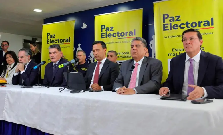 Los jefes de los entes de control y la Registraduría se reunieron con los ministros del Interior y Defensa en Bogotá. FOTO: Registraduría