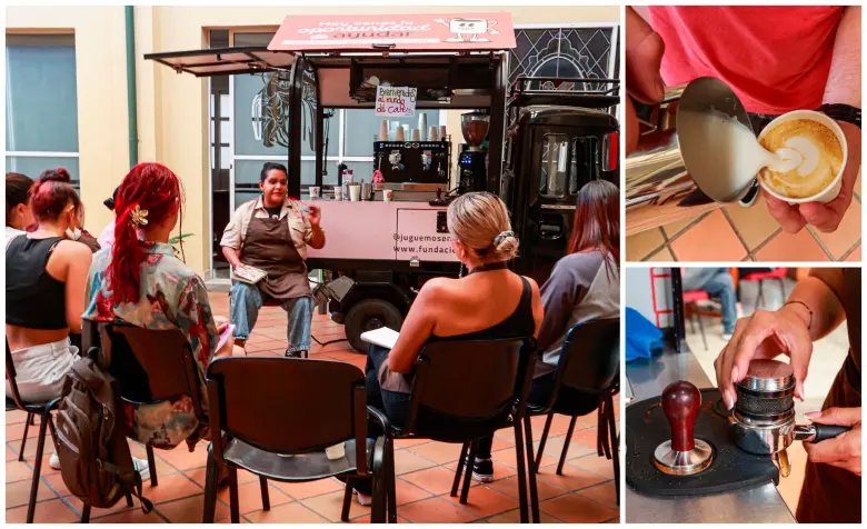 Los estudiantes, que son patrocinados por voluntarios u organizaciones, reciben formación en barismo como oportunidad para emprender, conseguir trabajo o ayudarse con los estudios. FOTOS Manuel Saldarriaga