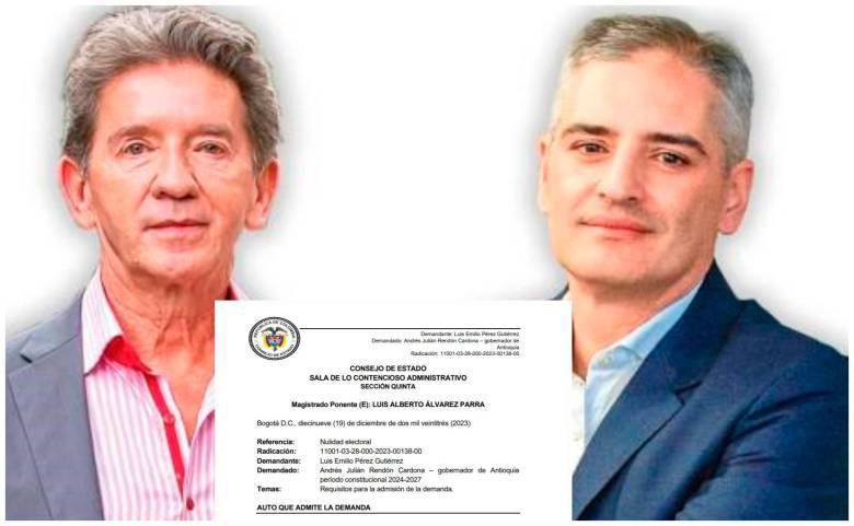 El exgobernador Luis Pérez (izq.) y el actual gobernador Andrés Julián Rendón, enfrentados en una demanda en el Consejo de Estado. FOTO: EL COLOMBIANO