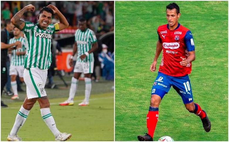 Jéfferson Duque (izquierda) no anotaba en la Liga desde el 10 abril cuando Nacional superó 2-0 a América. Andrés Ricaurte está a la espera de valoraciones para definir incapacidad. FOTOs carlos velásquez
