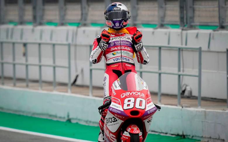 Esta es la segunda victoria profesional de David Alonso. FOTO CORTESÍA MOTO GP