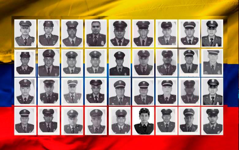 Estos son 36 de los policías que han sido asesinados en lo que va del año. FOTO Cortesía