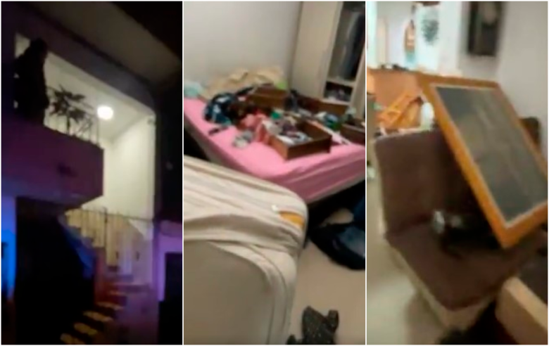 Así quedó la vivienda tras el hurto cometido en la noche de este lunes. FOTOS Captura de video redes sociales