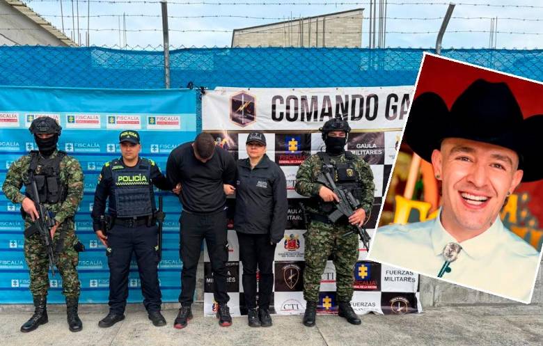 El CTI, el Gaula Militar y la Policía capturaron al teniente (r) Bladimir Londoño; en el recuadro, el cantante Luis Alfonso, “el Señorazo”. FOTOS: CORTESÍA Y EJÉRCITO.