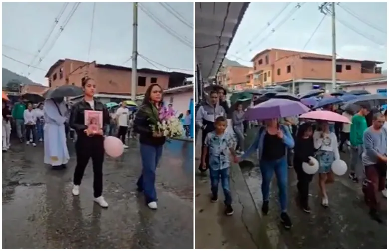 Habitantes de Ituango acompañaron a la familia de María Antonia, el pasado primero de mayo, durante las honras fúnebres. FOTOS Cortesía