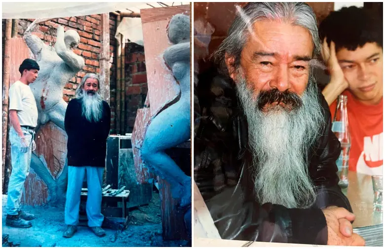 Imágenes del alcalde en su juventud con el escultor Arenas Betancourt. FOTOS Cortesía
