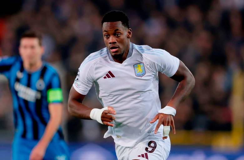 El colombiano Jhon Jáder Durán jugo por Champions League ante Brujas sin los sponsor en su uniforme. FOTO GETTY