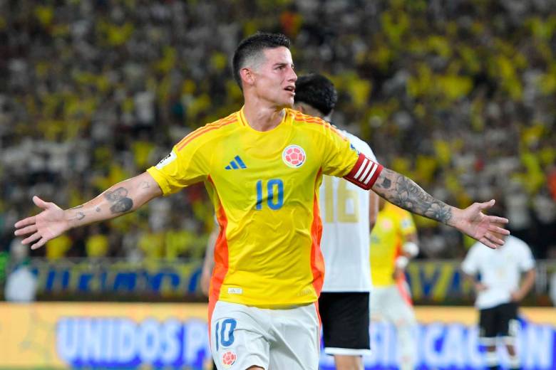 James Rodríguez es el máximo artillero de Colombia en las Eliminatorias al Mundial, superó a Radamel Falcao García. FOTO GETTY