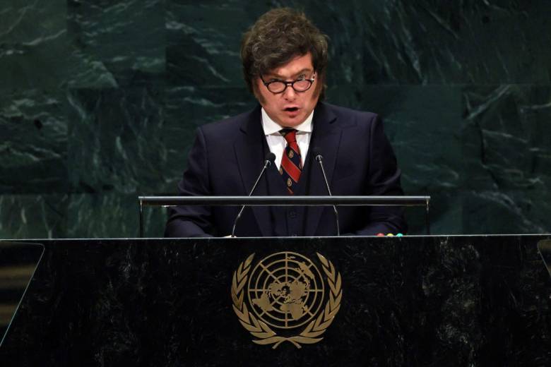 Javier Milei arremetió contra la ONU en plena Asamblea General y cuestionó al organismo por su manejo de la pandemia, los conflictos y sus propias resoluciones. Foto: Getty Images