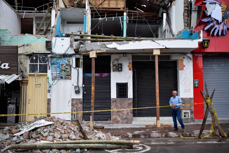 Quimbaya. Agosto 16 de 2026. Tras el terremoto de magnitud 7,4 que afectó el occidente del país, Quimbaya, Quindío, seguía entre escombros y estructuras afectadas. Foto: Colprensa - Cristian Bayona