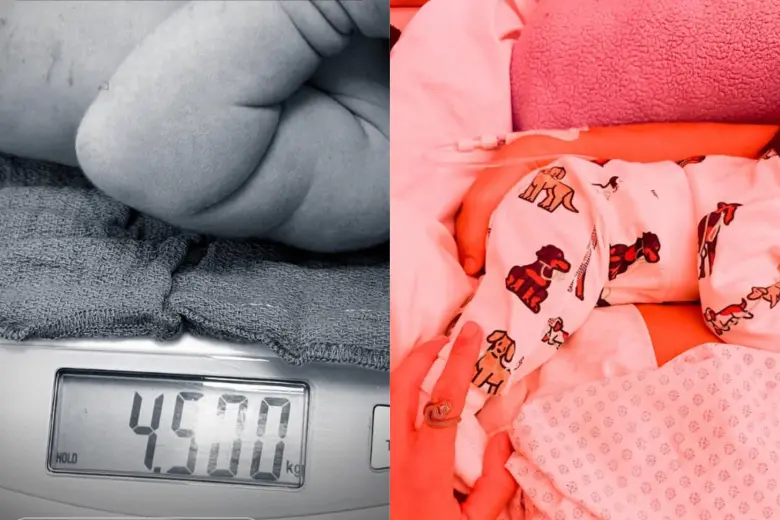 Nace “Sur”, el hijo de Carolina Ramírez, con un peso de 4.500 gramos. Foto: redes sociales @carocali y @martincornide