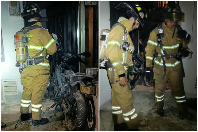 Un herido con quemaduras en extremidades superiores y la suspensión preventiva de los servicios de gas y energía fue el saldo que dejó un incendio registrado al interior de un predio en Bello. FOTO: Alcaldía de Bello