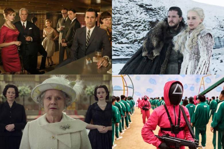 Mad Men, Juego de tronos, The Crown y El juego del calamar hacen parte del listado de las mejores 100 series del siglo XXI de The New York Times. FOTO: AMC, HBO Max y Netflix.