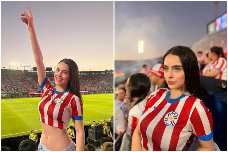 La joven paraguaya de 25 años, oriunda de Luque, pasó de ser una espectadora más en las tribunas de la Copa del Mundo a convertirse en el fenómeno viral más buscado de internet. FOTO: Tomada de las redes sociales @naiel.aguilera
