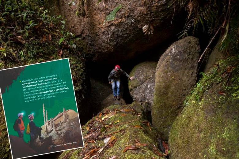 Desde el SGC aclararon la información que circula en redes sobre supuesto río subterráneo de Antioquia. FOTOS EL COLOMBIANO y Tomada de @sgcol