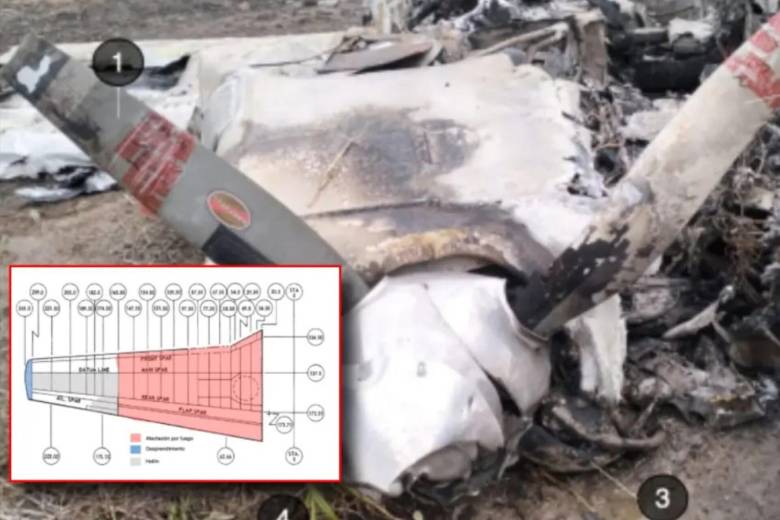 Así quedó el ala izquierda de la aeronave del cantante. Foto: Dirección Técnica de Investigación de Accidentes (DIACC)