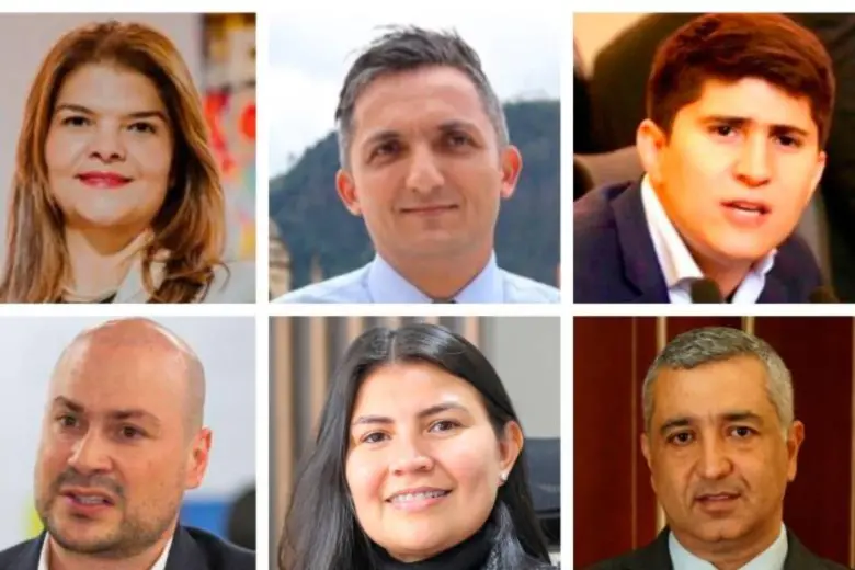 Arriba, de izquierda a derecha: Liliana Bitar, Juan Pablo Gallo Maya y Wadith Manzur. Abajo, de izquierda a derecha: Julián Peinado, Karen Manrique y Juan Diego Muñoz. FOTO: EL COLOMBIANO/Red socialX/CÁMARA DE REPRESENTANTES