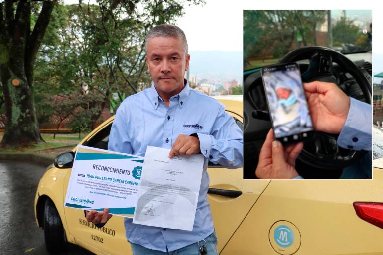 Juan Guillermo García Cárdenas recibió un reconocimiento de parte de la empresa a la que está vinculado su vehículo. FOTOS: Cortesía Coopebombas