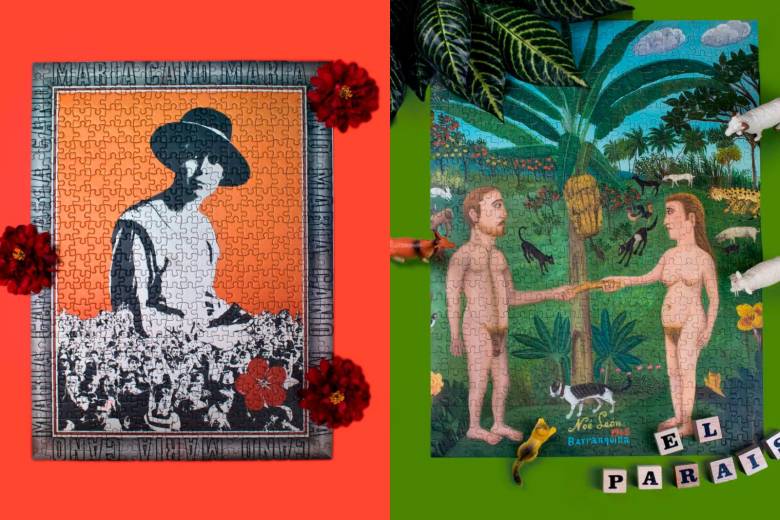 ‘La flor roja del trabajo’, un homenaje de Taller 4 Rojo a Maria Cano. ‘El Paraíso’ de Noé León, a la derecha. FOTO Cortesía Daniela Zorro