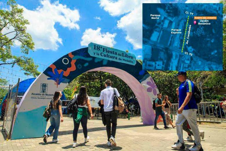 Los cierres viales estarán vigentes hasta las 9:00 p.m. del 15 de septiembre, cuando finaliza la Fiesta del Libro. FOTOS Camilo Suárez y Cortesía Alcaldía de Medellín