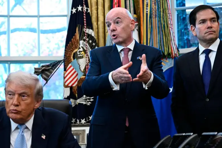 El presidente de Estados Unidos, Donald Trump; el presidente de la Fifa, Gianni Infantino; y el secretario de Estado de EE. UU. Marco Rubio. FOTO: Tomada de Instagram @Fifa