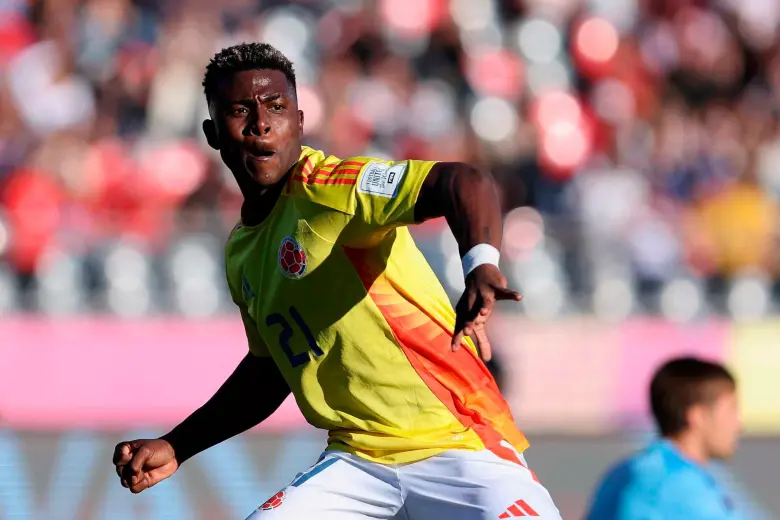 El delantero Néiser Villarreal, goleador del Mundial Sub 20 con cinco tantos, viene de ser el máximo artillero del Sudamericano con ocho tantos. FOTO TOMADA X @FIFAWorldCup