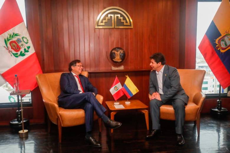 El pasado 29 de agosto el presidente Petro viajó hasta Perú en visita oficial al entonces mandatario peruano, Pedro Castillo. FOTO CORTESÍA 