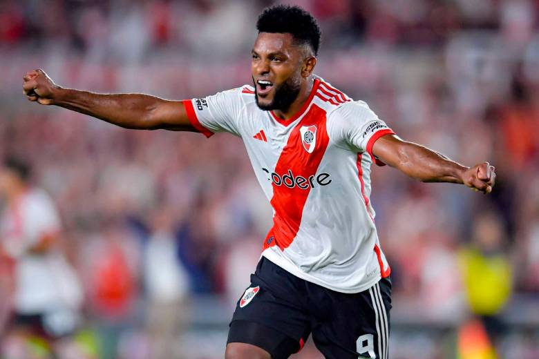 El colombiano Miguel Ángel Borja lleva seis goles en la Copa Libertadores con River Plate. FOTO: Getty