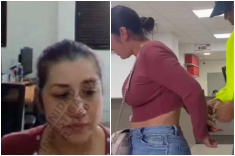 Yulieth Nathalia Motta Díaz en medio de una audiencia por la estafa de predios. FOTO: Policía Nacional y cortesía El Tiempo