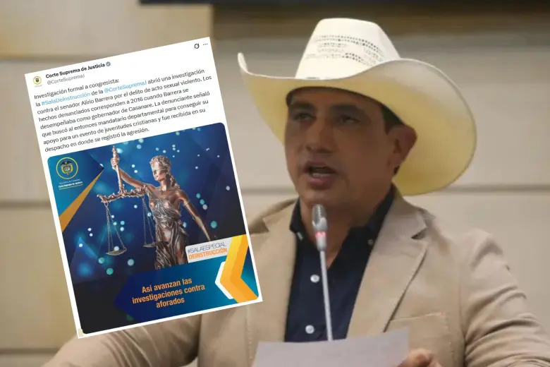 Alirio Barrera, senador del Centro Democrático, bajo investigación por presunto acoso sexual. Foto: Congreso de la República / @CorteSupremaJ