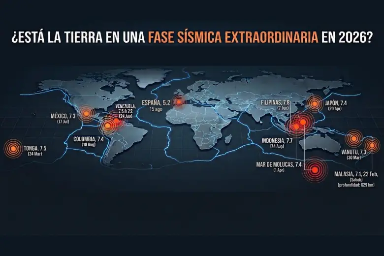 Sismos de gran magnitud registrados en 2026. Foto: diseño creado por El Colombiano con inteligencia artificial