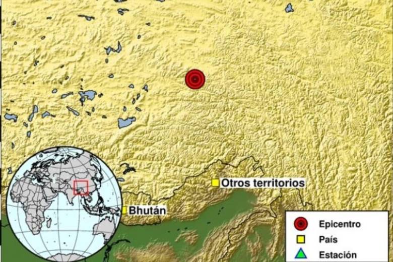 Terremoto de magnitud 7 deja víctimas en la región china de Tíbet este 22 de octubre de 2026. FOTO: Captura de pantalla Servicio Geológico Colombiano 