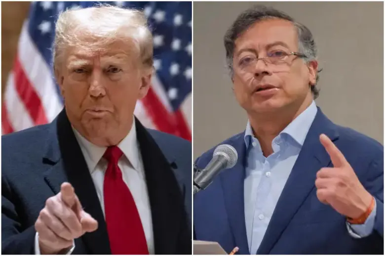 El presidente de Estados Unidos, Donald Trump, y el jefe de Estado colombiano, Gustavo Petro. FOTO: Getty y Presidencia de la República