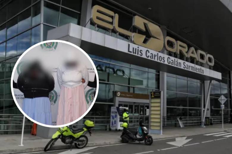 La postura rígida y el comportamiento inusual delataron a dos mujeres de nacionalidad venezolana que pretendían abordar un vuelo nacional hacia Cali cargando más de 11 kilos de cocaína y marihuana. FOTO: Colprensa y Policía Metropolitana de Bogotá