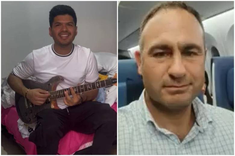 A la izquierda, Carlos Andrés Quiroga Quevedo, quien intentó abrir las puertas del avión. A la derecha, Michele Carlo Benedetto Cinque, el exmilitar que detuvo al colombiano. FOTO: Cortesía de redes sociales