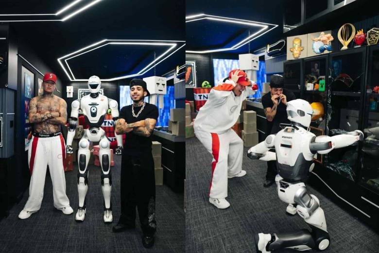 Blessd y Westcol estaban presumiento de las habilidades de sus robots para la pelea que tendrán en un evento de boxeo amateur de streamers. Foto: @westcol