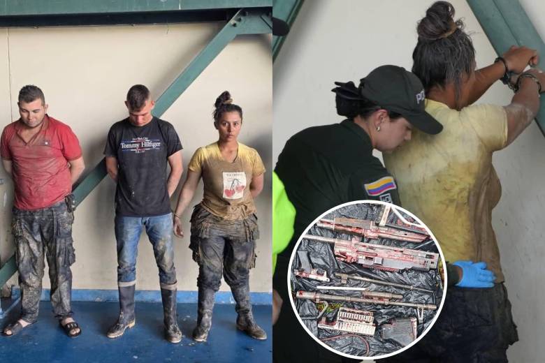 Durante el operativo fueron capturadas otras dos personas y se incautaron tres armas de fuego y cuatro celulares. Foto: Policía Nacional de Colombia