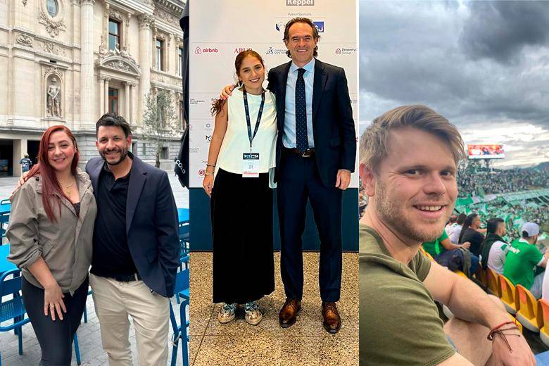 María y Sebastián (primera imagen) son dos “embajadores” en Europa, mientras que Valeria (segunda) lo es en Asia. Manuel, por su parte, es un “paisa de corazón”. FOTOS: CORTESÍA