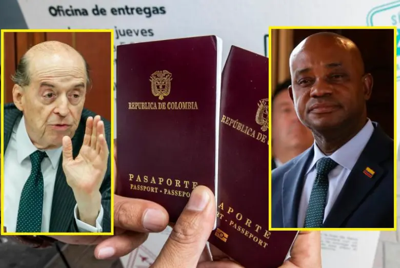 Los desacuerdos entre la firma Thomas Greg y la Cancillería tuvieron en vilo la expedición de pasaportes entre 2023 y 2024. En el centro de la polémica estuvieron los cancilleres Álvaro Leyva (izquierda) y Gilberto Murillo. FOTO: Jaime Pérez