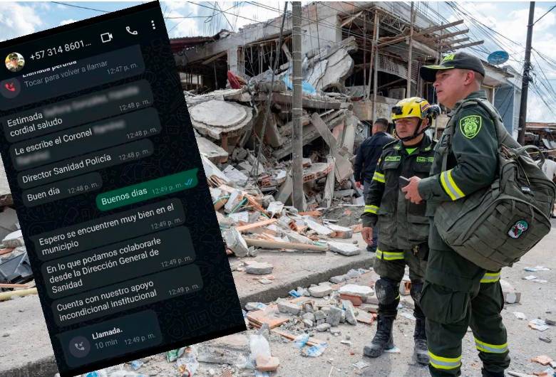 El falso director de Sanidad de la Policía aparece por WhatsApp y contacta a uniformados y alcaldes de pueblos afectados por el terremoto. FOTOS: CORTESÍA DE POLICÍA.