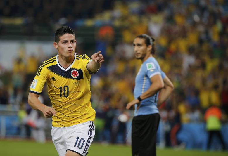 James Rodríguez anotó, en el estadio Maracaná de Río de Janeiro, el mejor gol del Mundial Brasil 2014. En la imagen lo festeja. Foto: Juan Antonio Sánchez